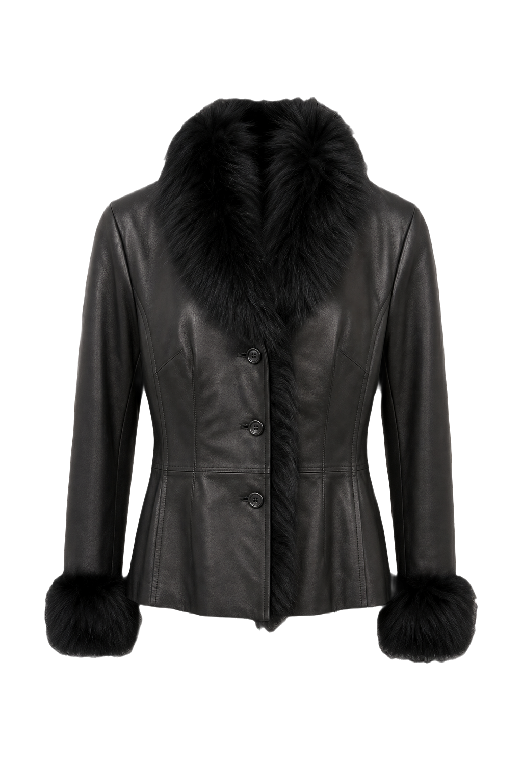 1990s Black Leather Jacket - Front View