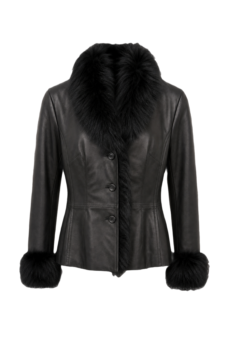1990s Black Leather Jacket - Front View