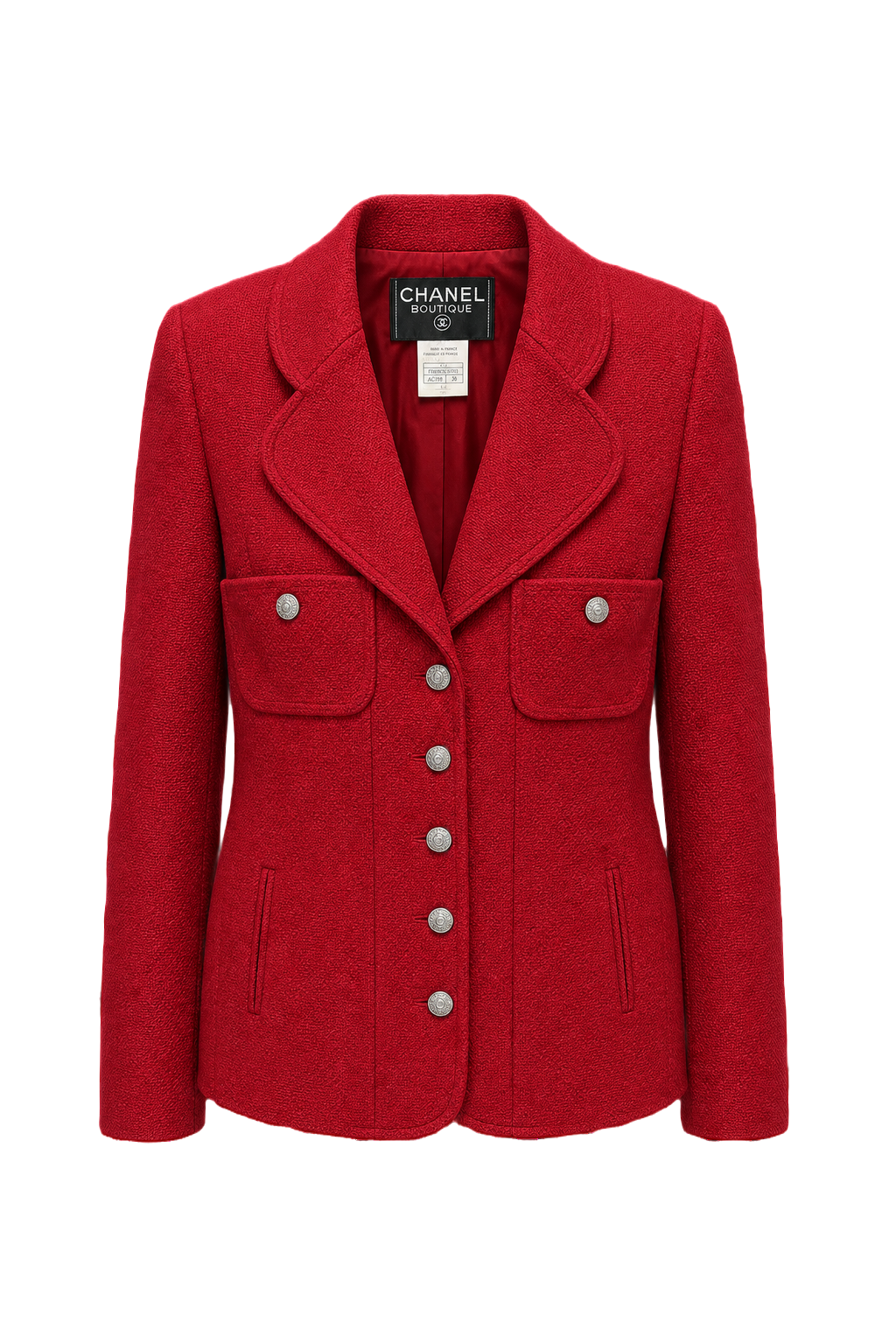 1980s Red Wool Chanel Blazer - Front View