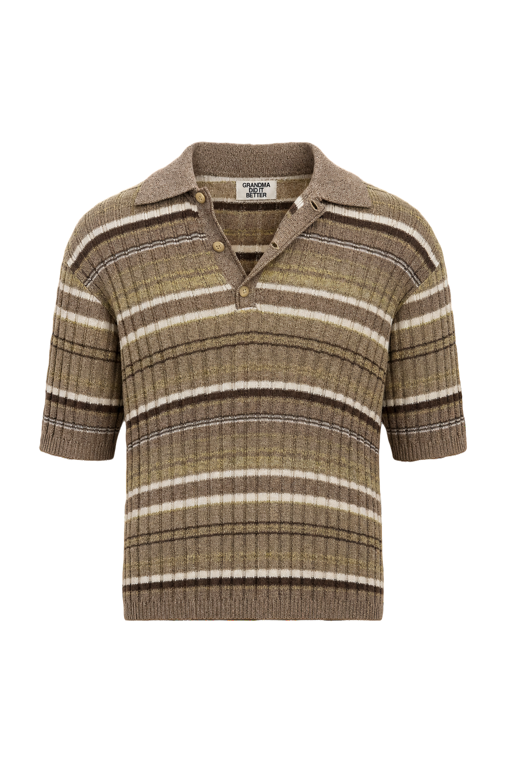 1970s Light Brown Cotton Blend Polo - Front View