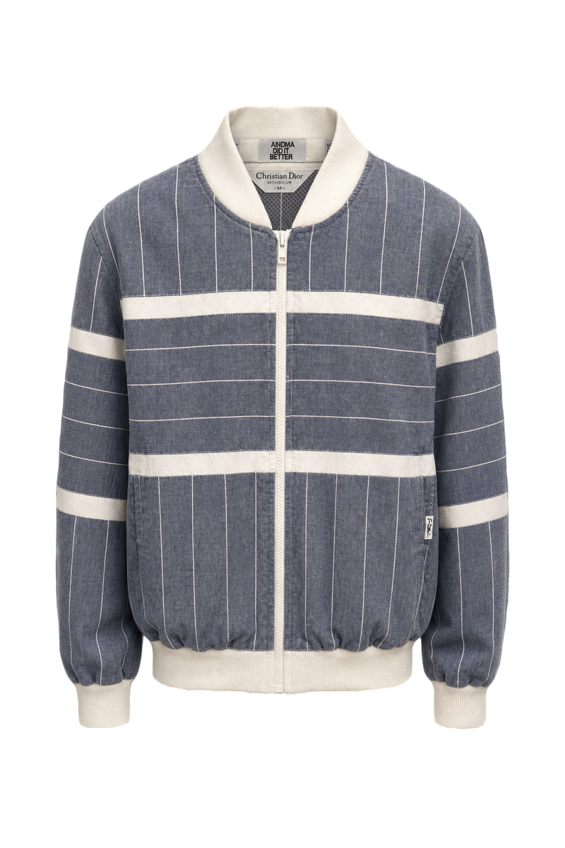 1980s Navy Blue Cotton Jacket - Front View