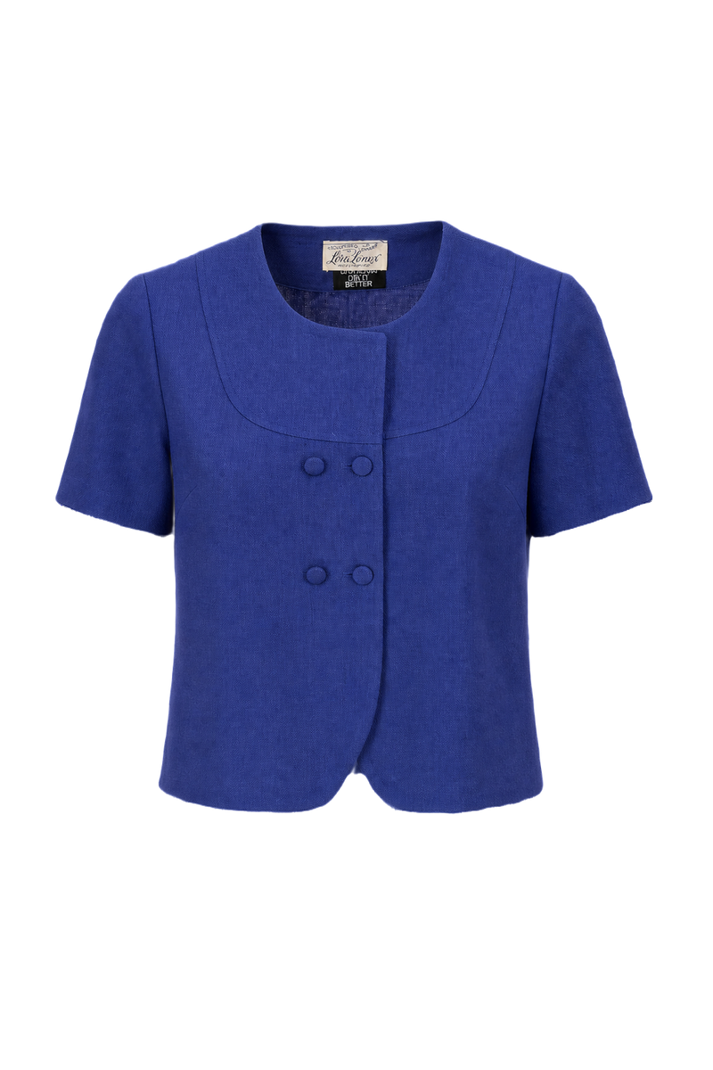 1960s Cobalt Blue Wool Jacket - Front View