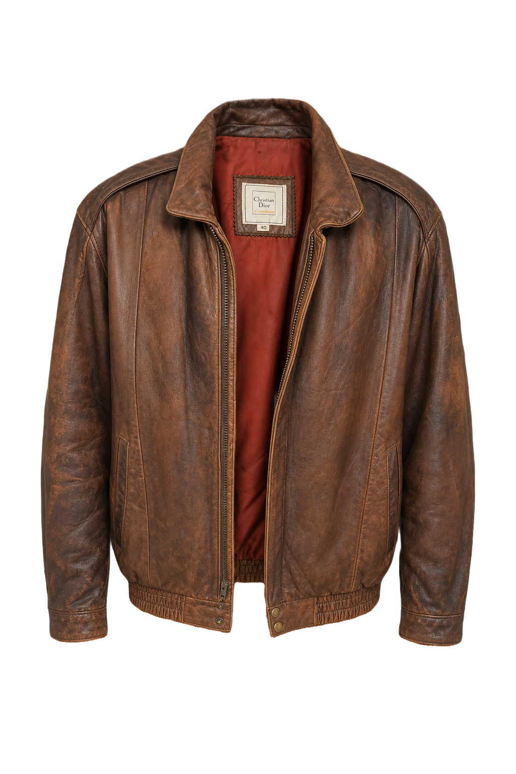 1980s Brown Leather Jacket - Front View