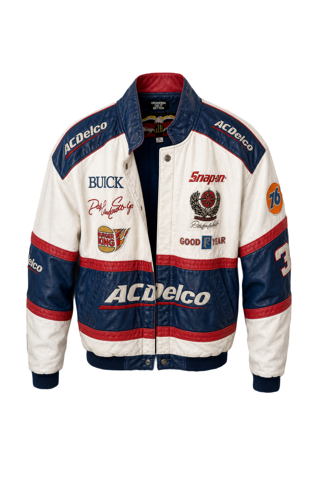 1980s White Leather Jacket Distressed - Front View