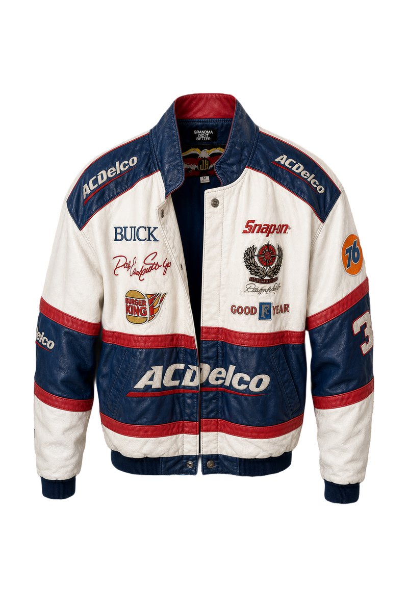 1980s White Leather Jacket Distressed - Front View