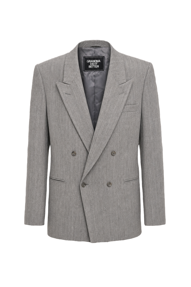 1980s YSL Light Grey Smooth Blazer - Front View