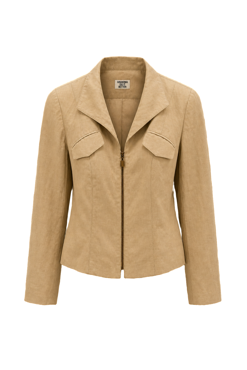 1990s Beige Cotton Jacket - Front View