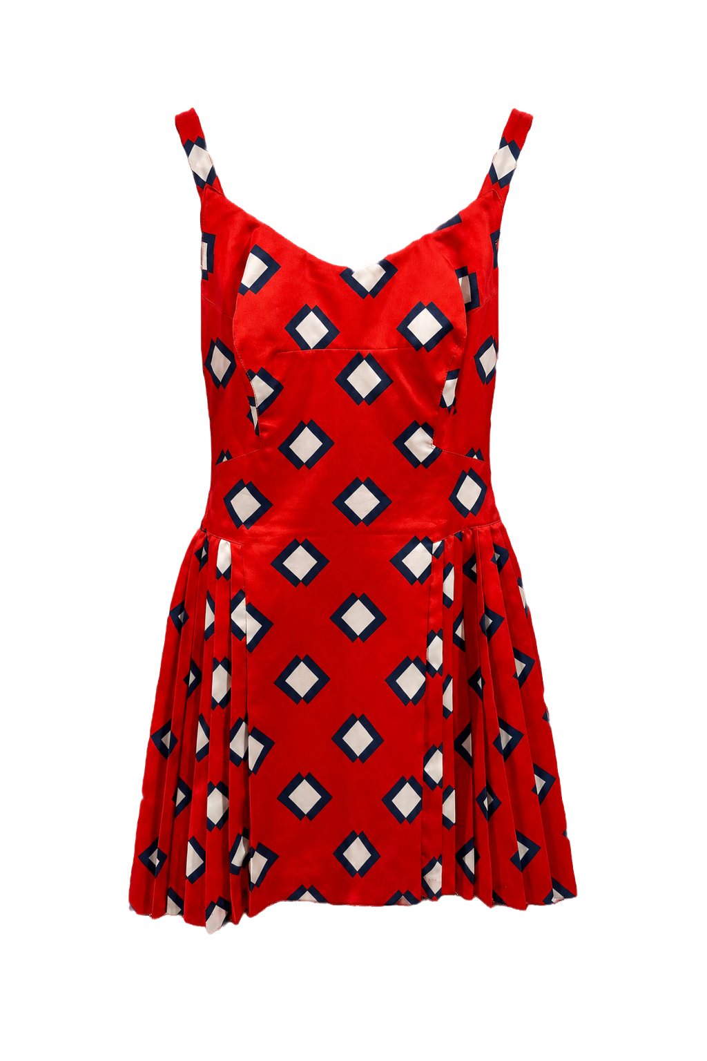1960s Red Silk Shift Dress - Front View