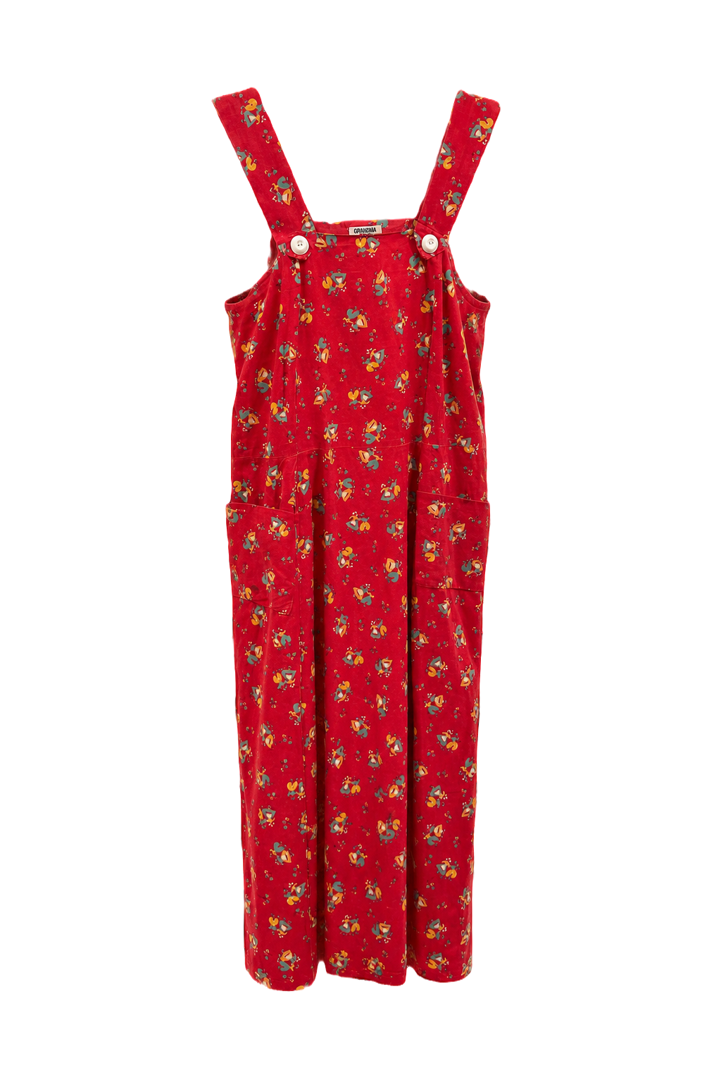 1970s Red Cotton Jumper Dress - Front View