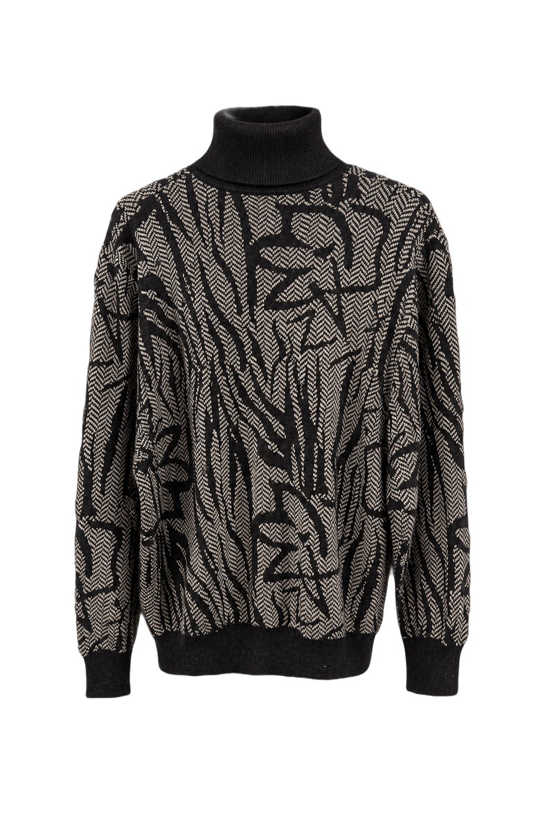 1980s Black Wool Blend Sweater - Front View