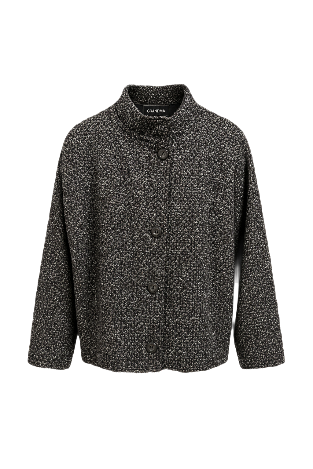 1980s Dark Grey Wool Blend Jacket - Front View