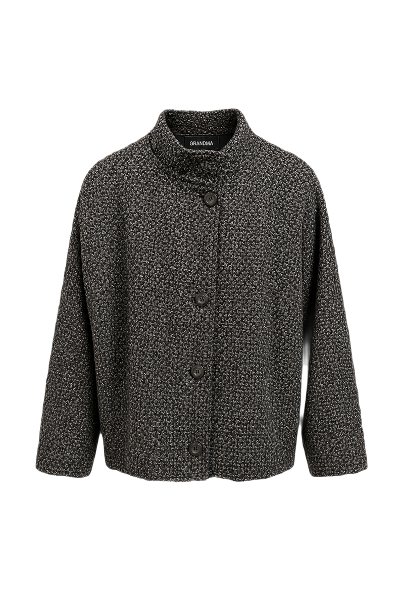 1980s Dark Grey Wool Blend Jacket - Front View