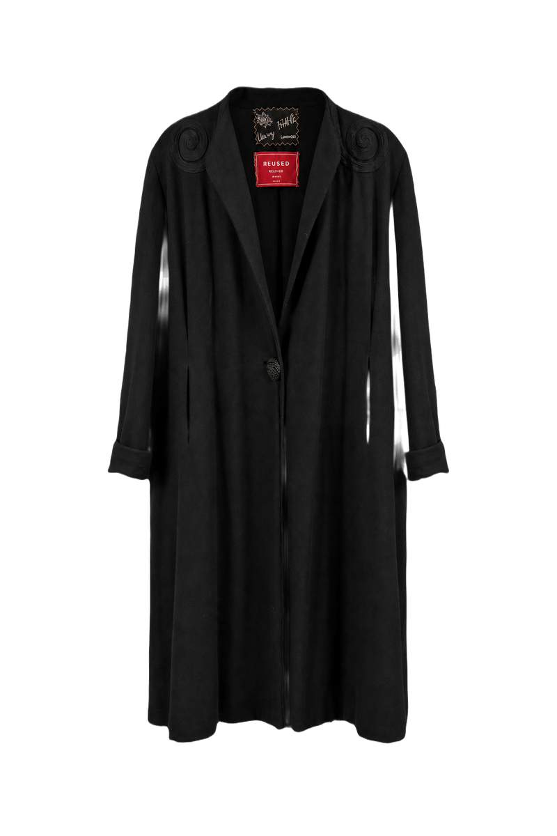 1930s Black Wool Coat - Front View