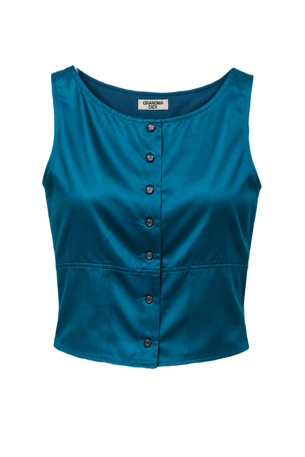 1990s Teal Satin Tank Top - Front View
