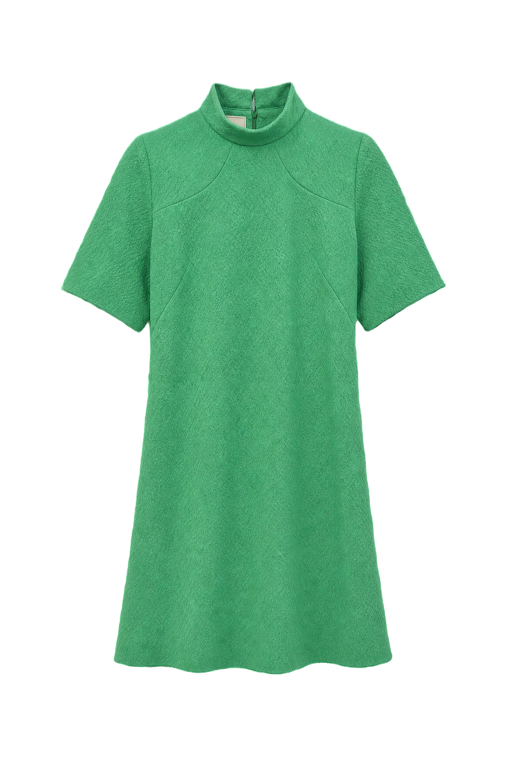 1960s Green Cotton Blend Shift Dress - Front View