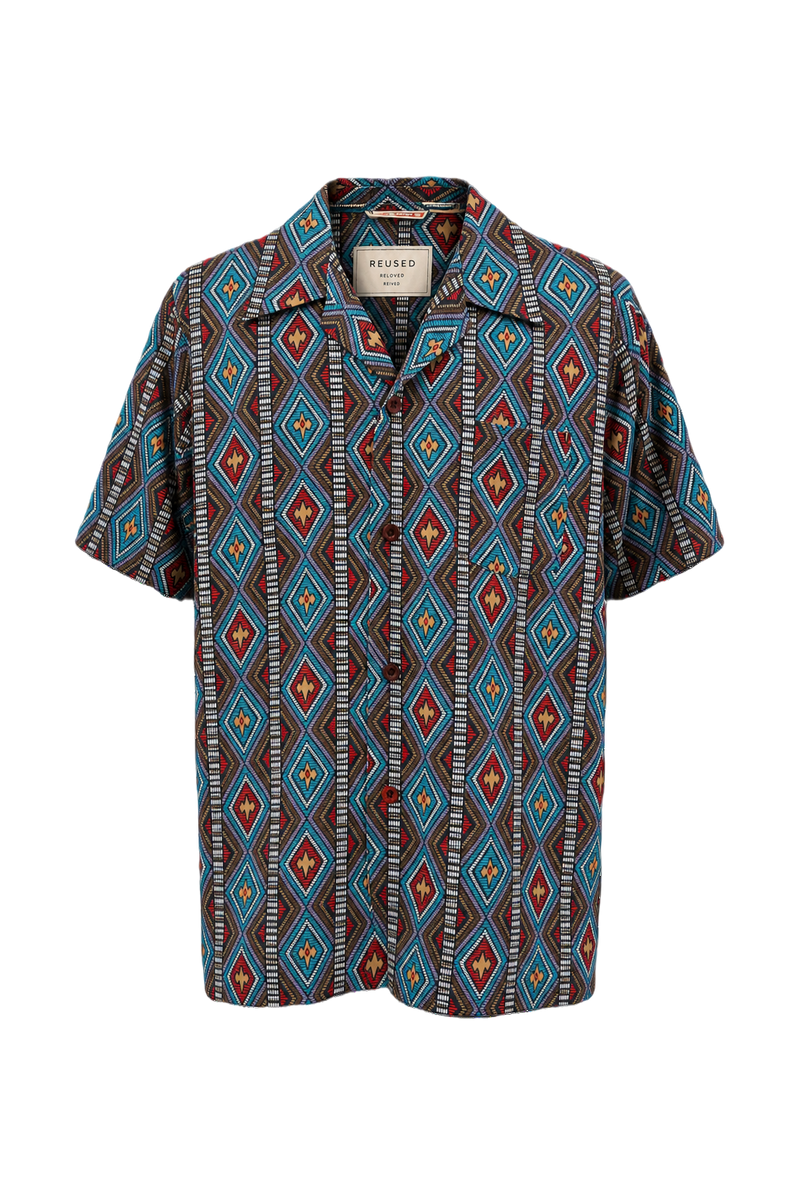 1960s Blue Cotton Shirt - Front View