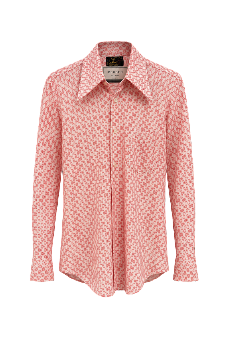 1970s Red Cotton Shirt - Front View