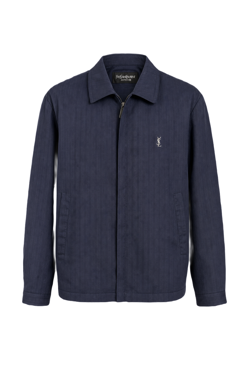 1980s Navy Blue Cotton Jacket - Front View
