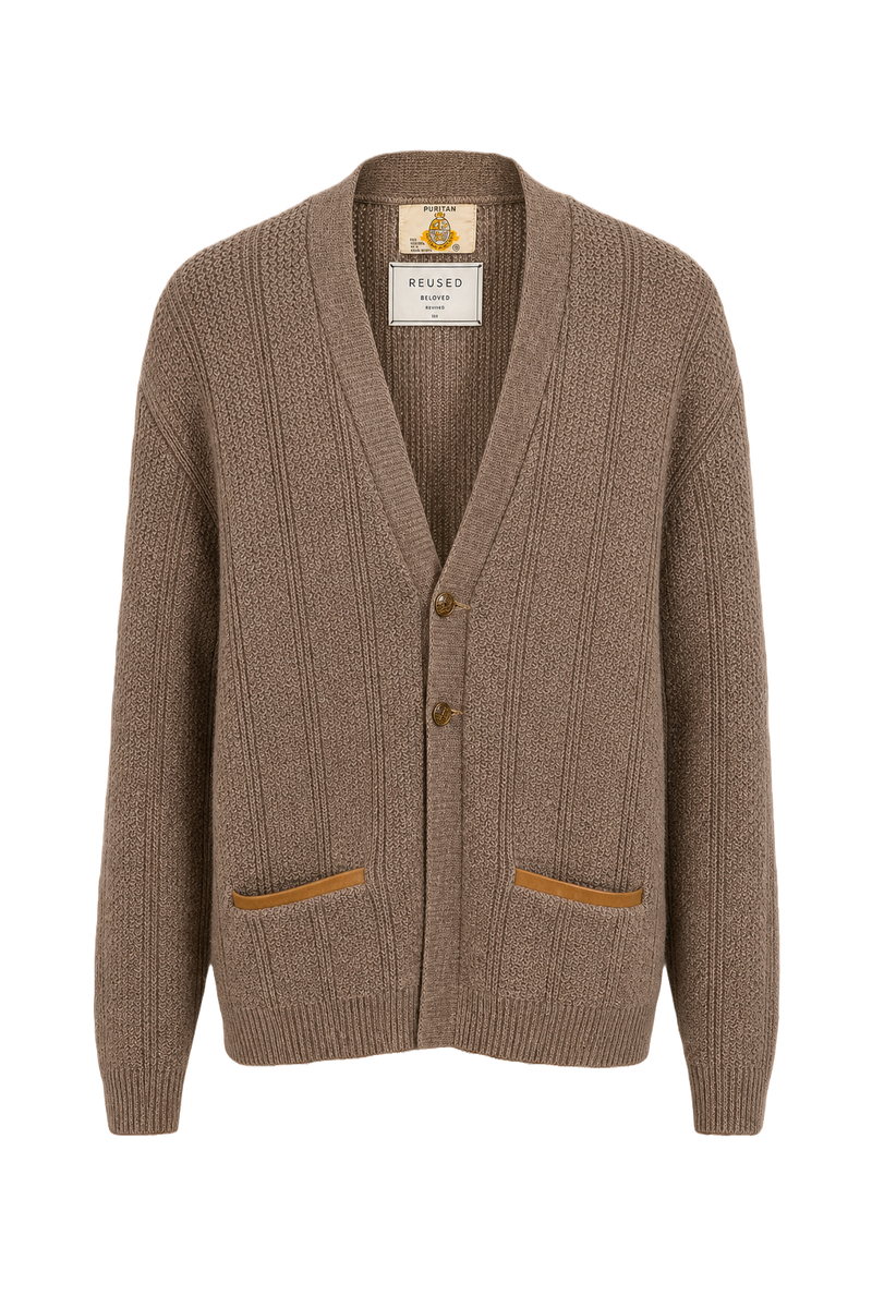 1960s Beige Wool Blend Cardigan - Front View