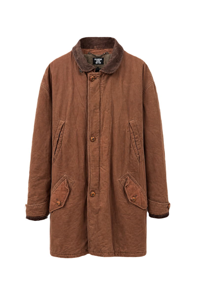 1970s Brown Cotton Coat - Front View