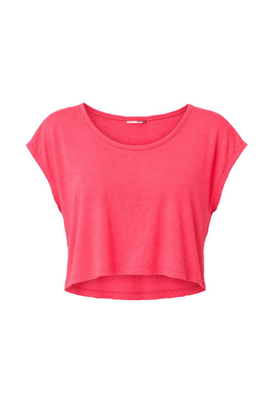 1980s Bright Pink Cotton Crop Top - Front View