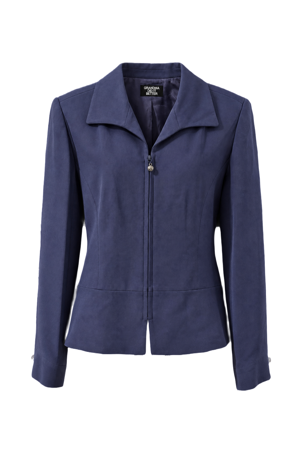 1990s Navy Blue Wool Blend Jacket - Front View