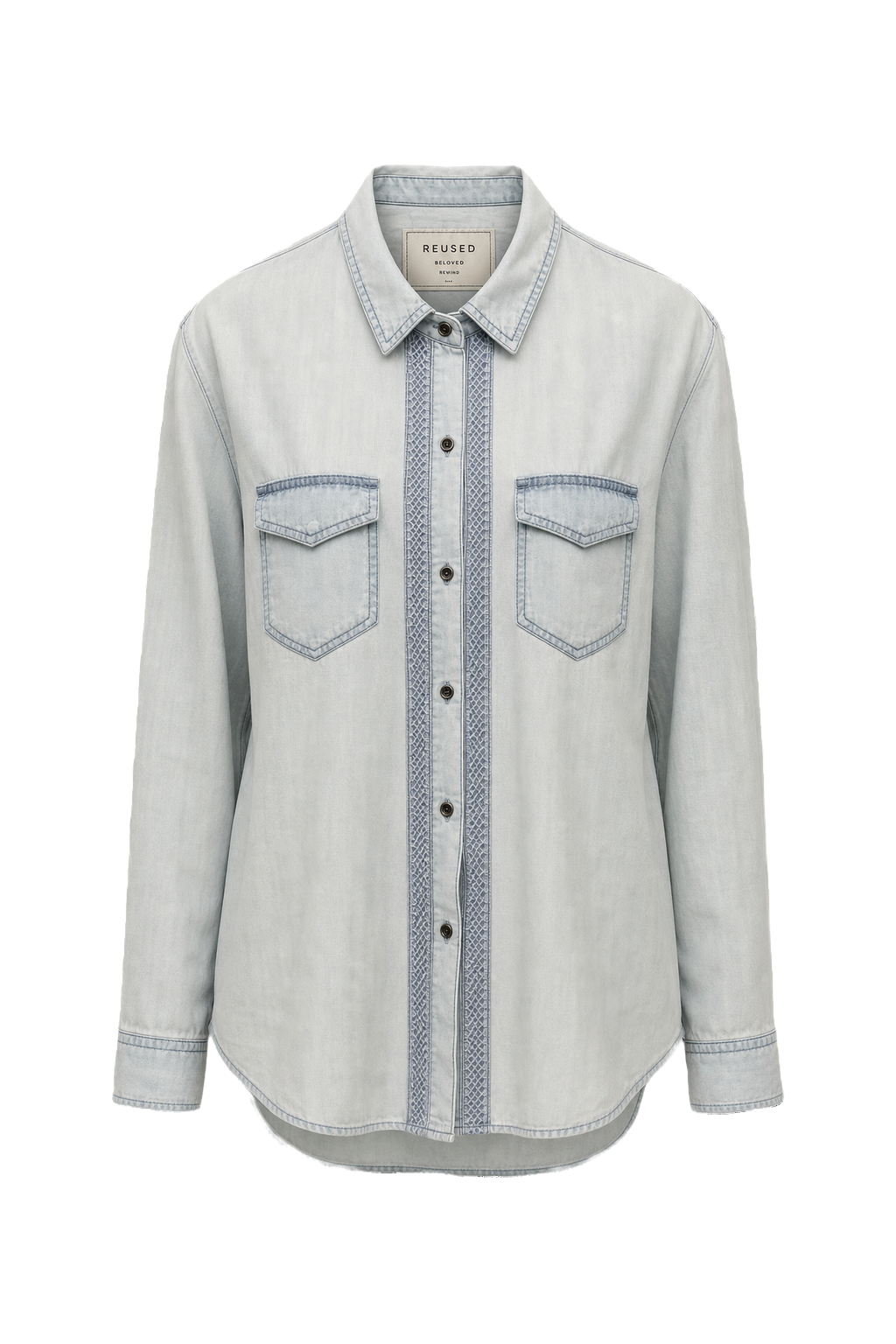1970s Light Blue Denim Shirt - Front View