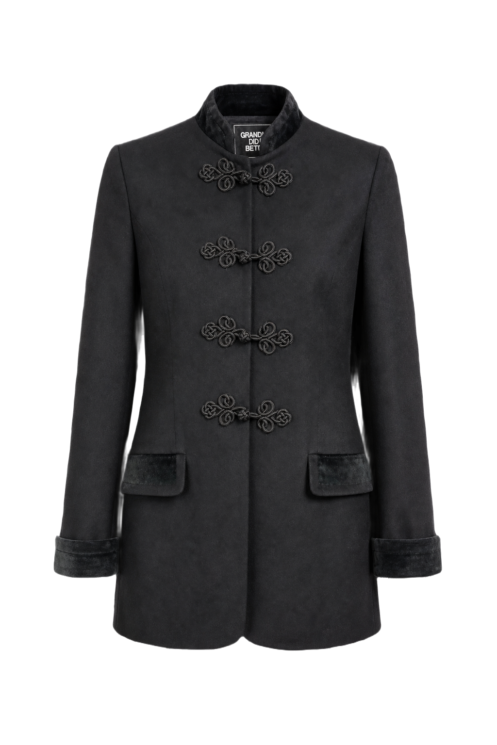 1990s Black Wool Blend Jacket - Front View