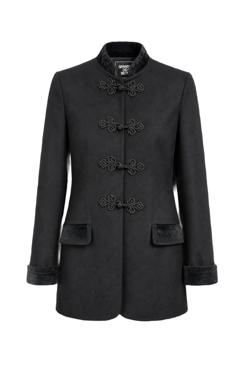 1990s Black Wool Blend Jacket - Front View