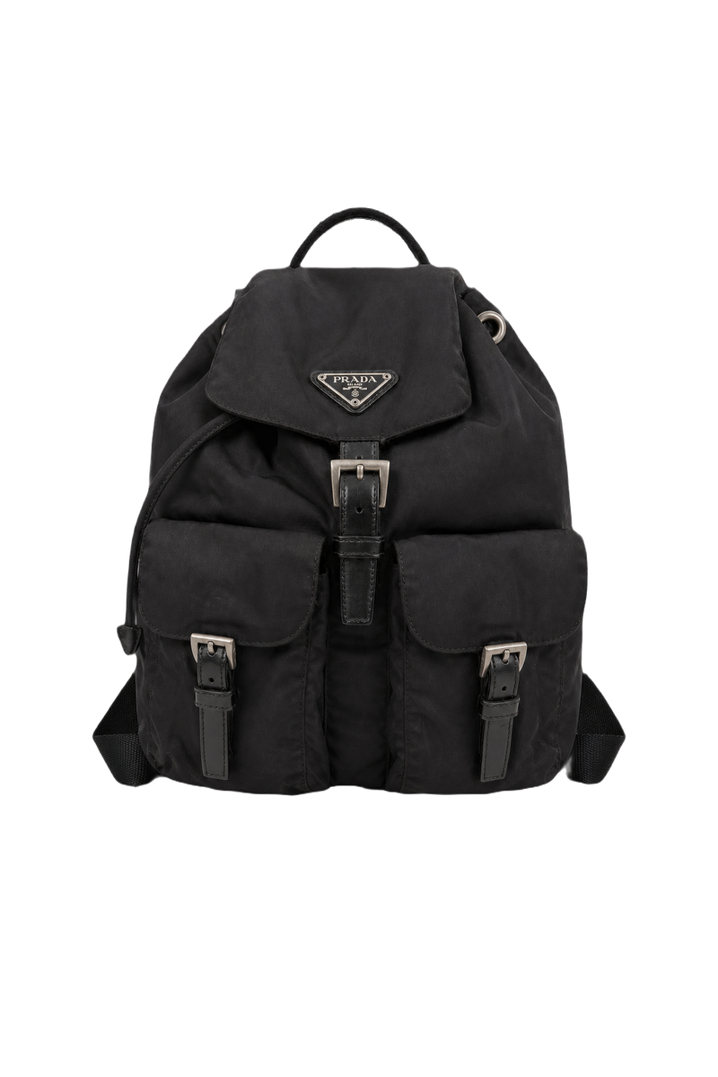 1980s Black Nylon Backpack - Front View