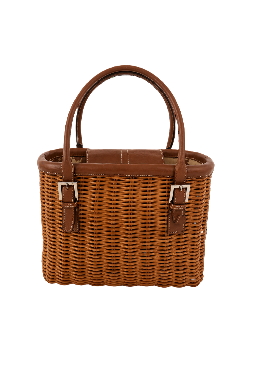 1990s Brown Wicker Bag - Front View