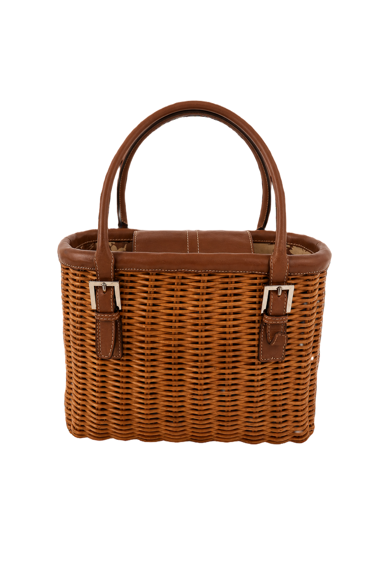 1990s Brown Wicker Bag - Front View