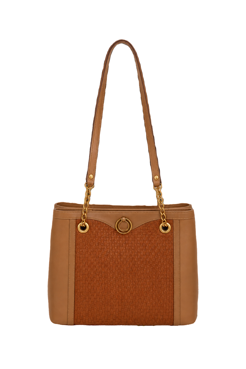 1980s Tan Leather Bag - Front View