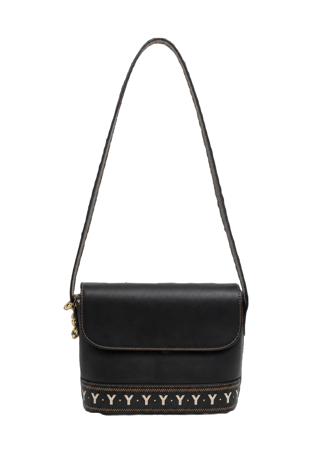 1980s Black Leather Bag - Front View