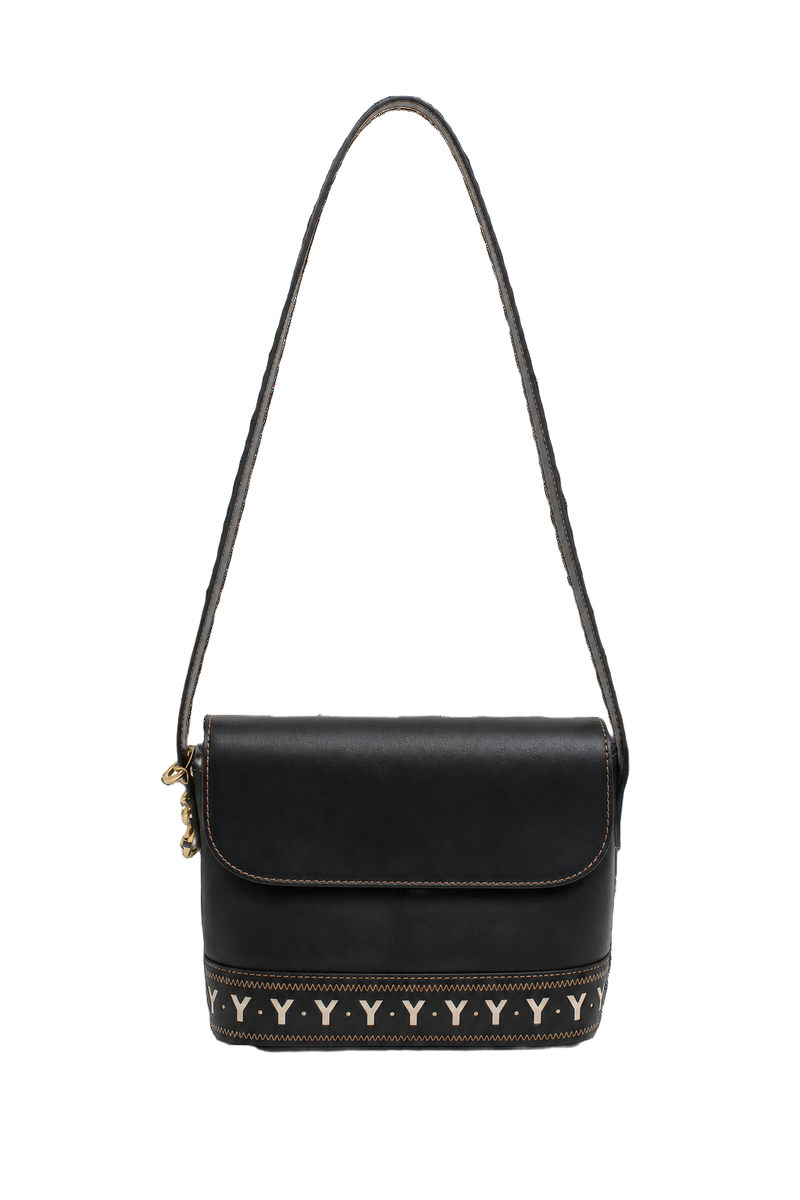1980s Black Leather Bag - Front View