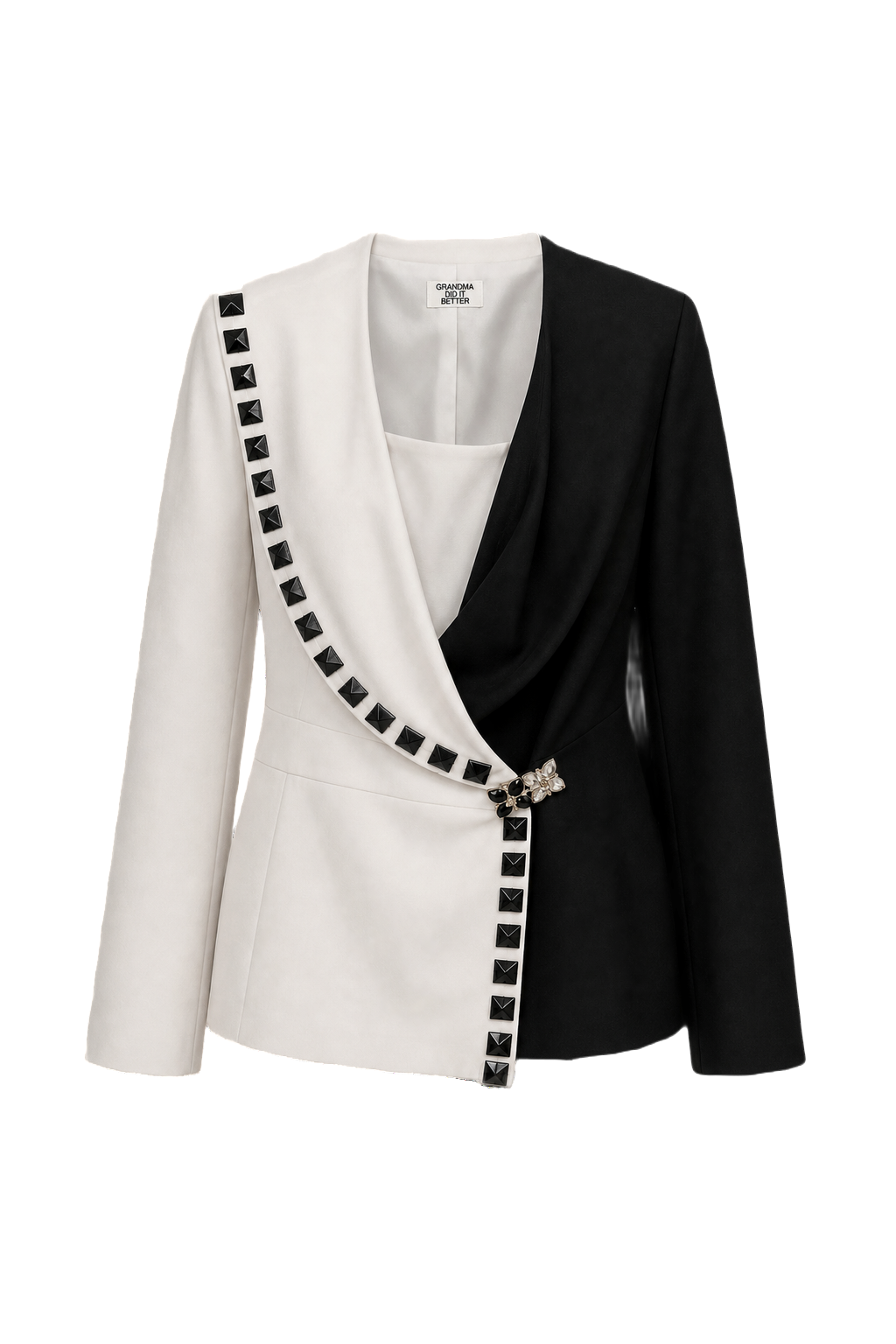 1980s White Polyester Blazer - Front View