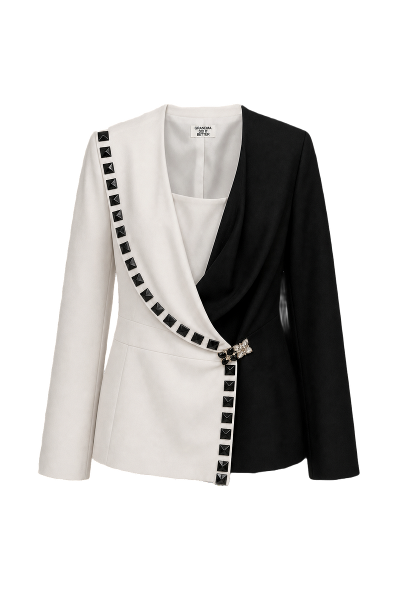 1980s White Polyester Blazer - Front View