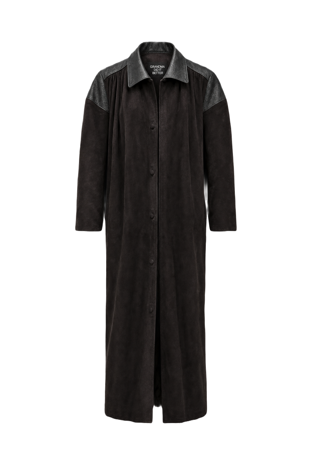 1980s Black Suede Coat - Front View