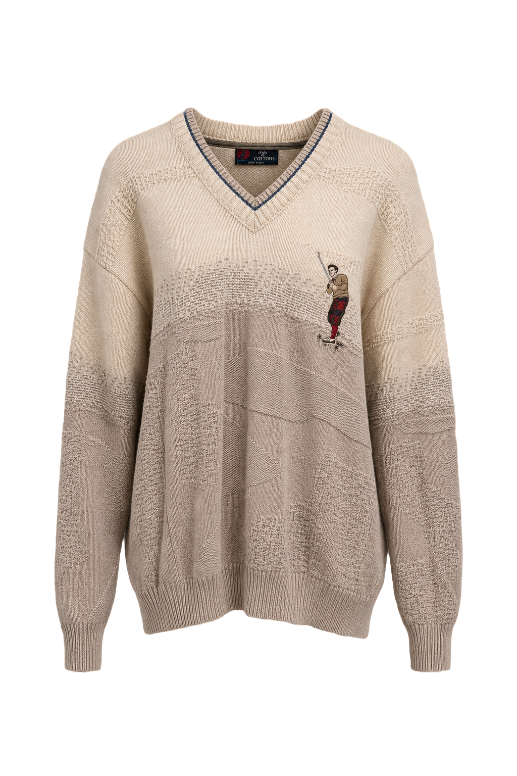 1970s Beige Cotton Sweater - Front View