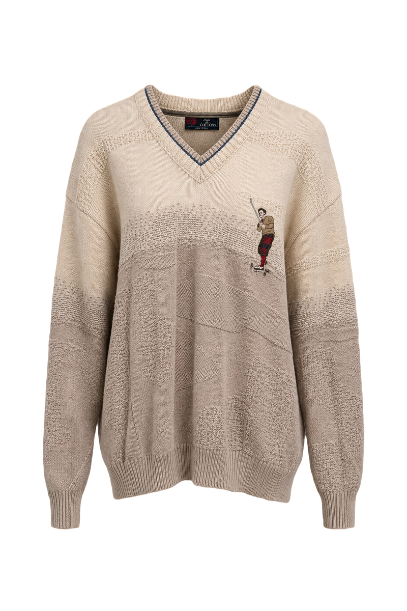 1970s Beige Cotton Sweater - Front View