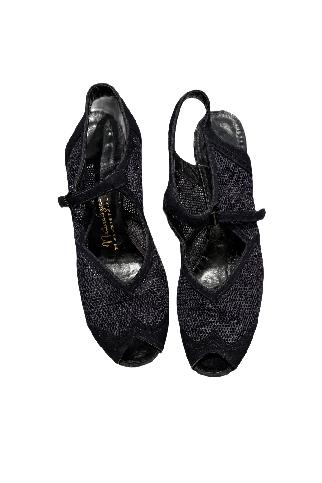 1950s Black Mesh Shoes - Front View