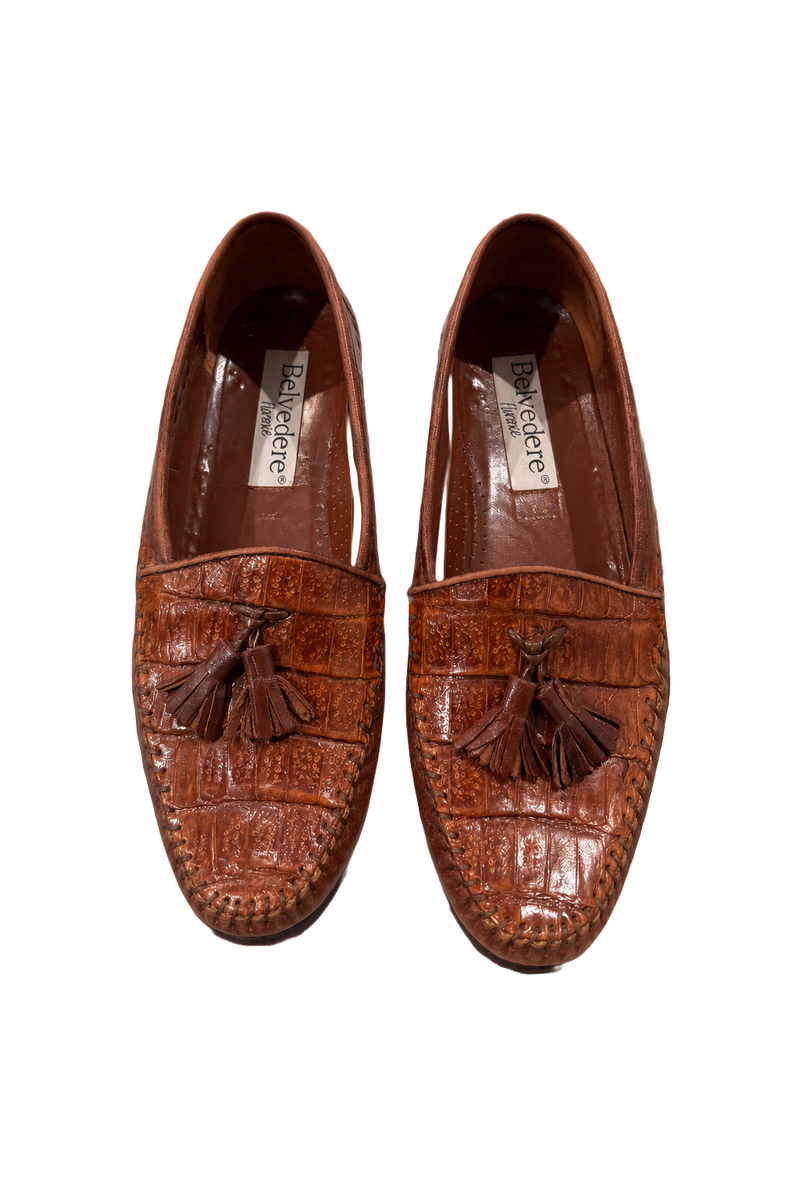 1980s Brown Leather Shoes - Front View
