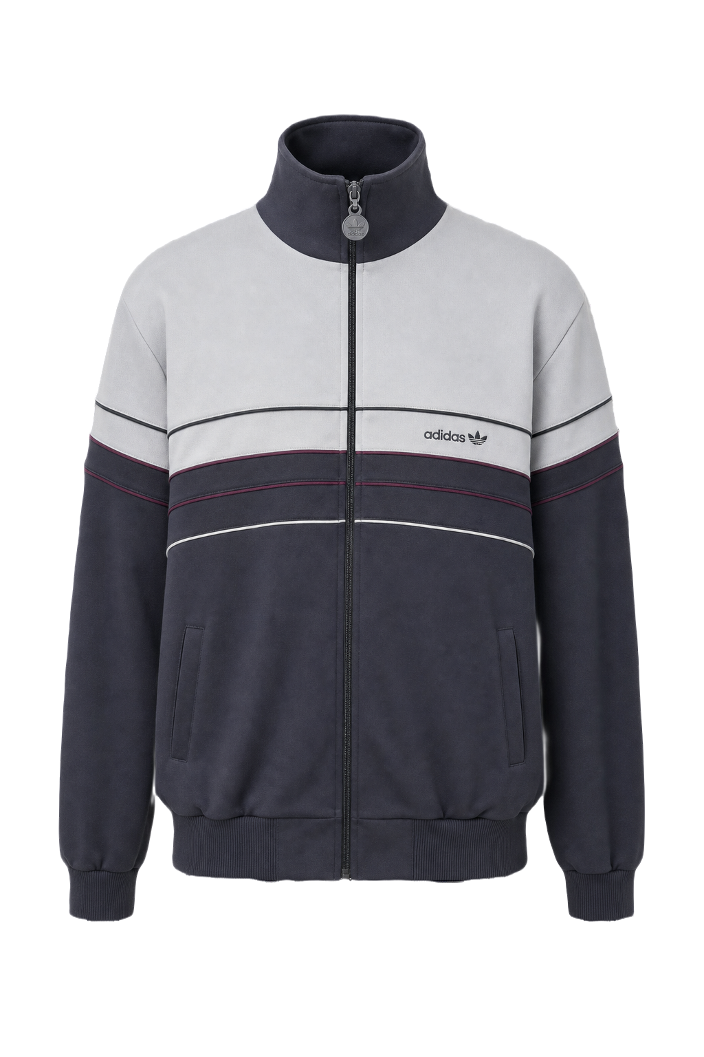 1990s Navy Blue Synthetic Blend Track Jacket - Front View