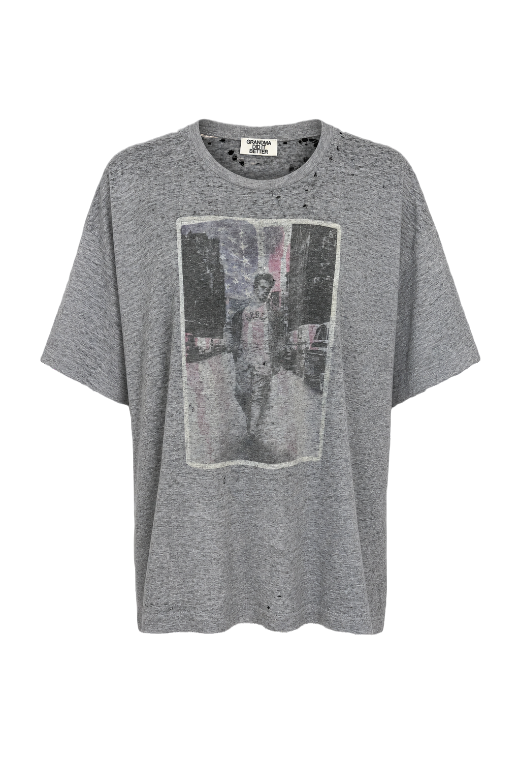 1990s Grey Cotton Distressed T-Shirt - Front View