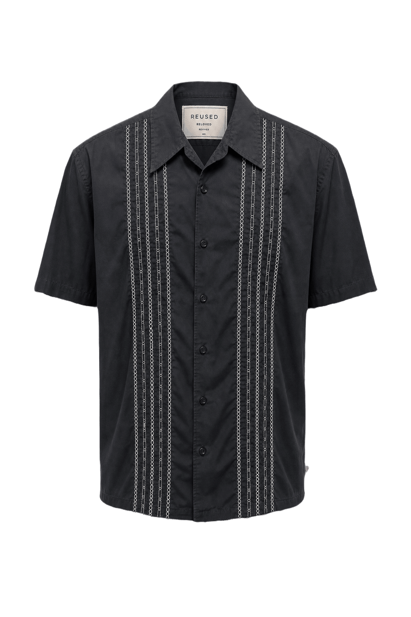 1970s Navy Blue Cotton Shirt - Front View