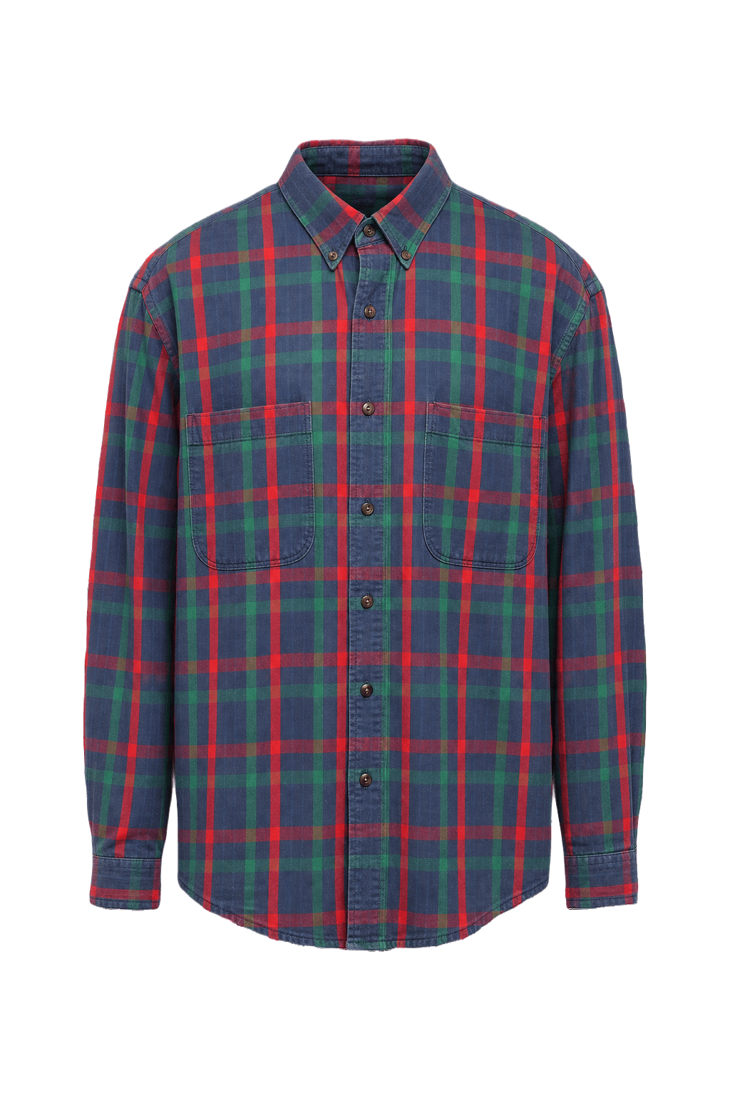 1990s Blue Cotton Shirt - Front View