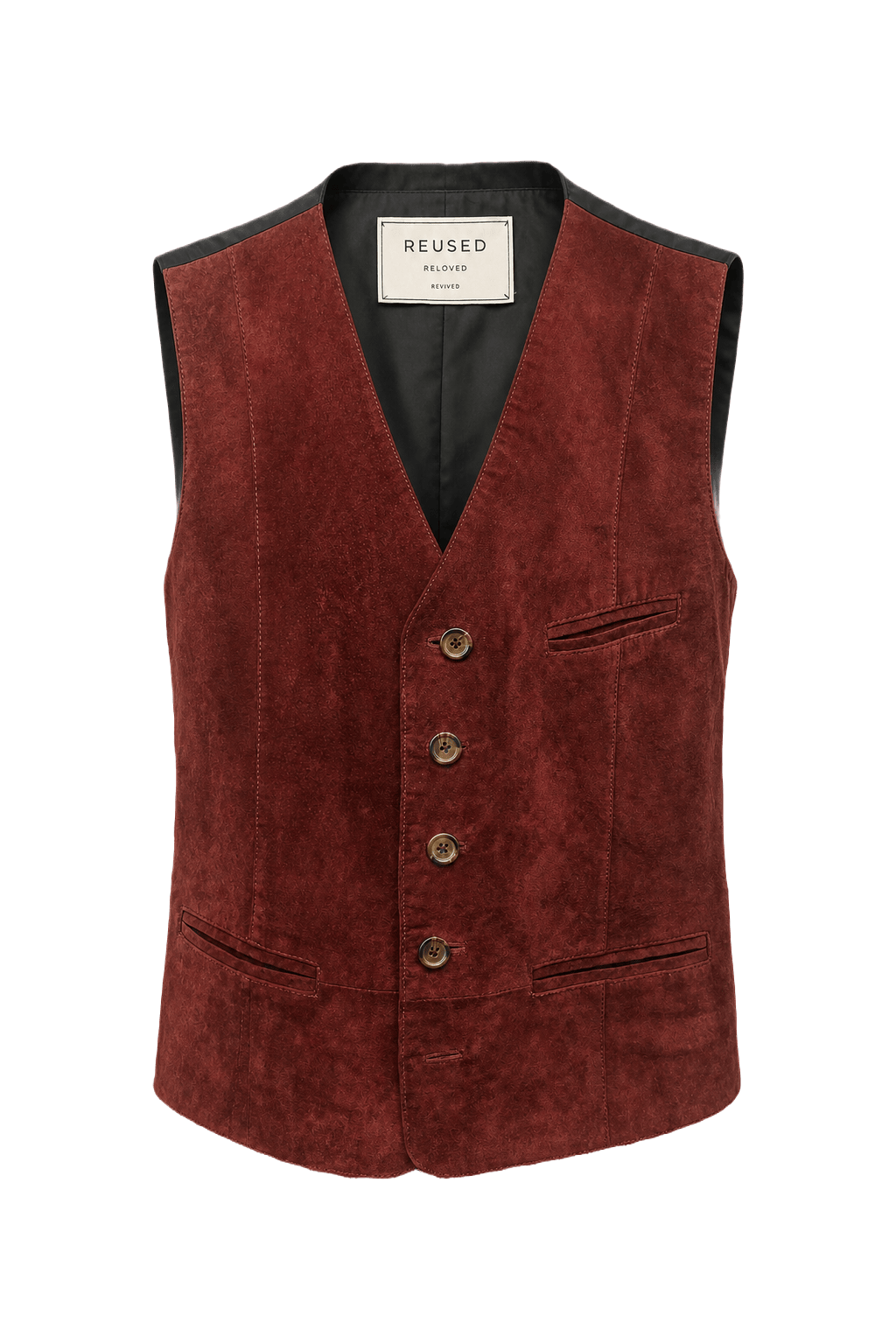 1970s Burgundy Suede Vest - Front View