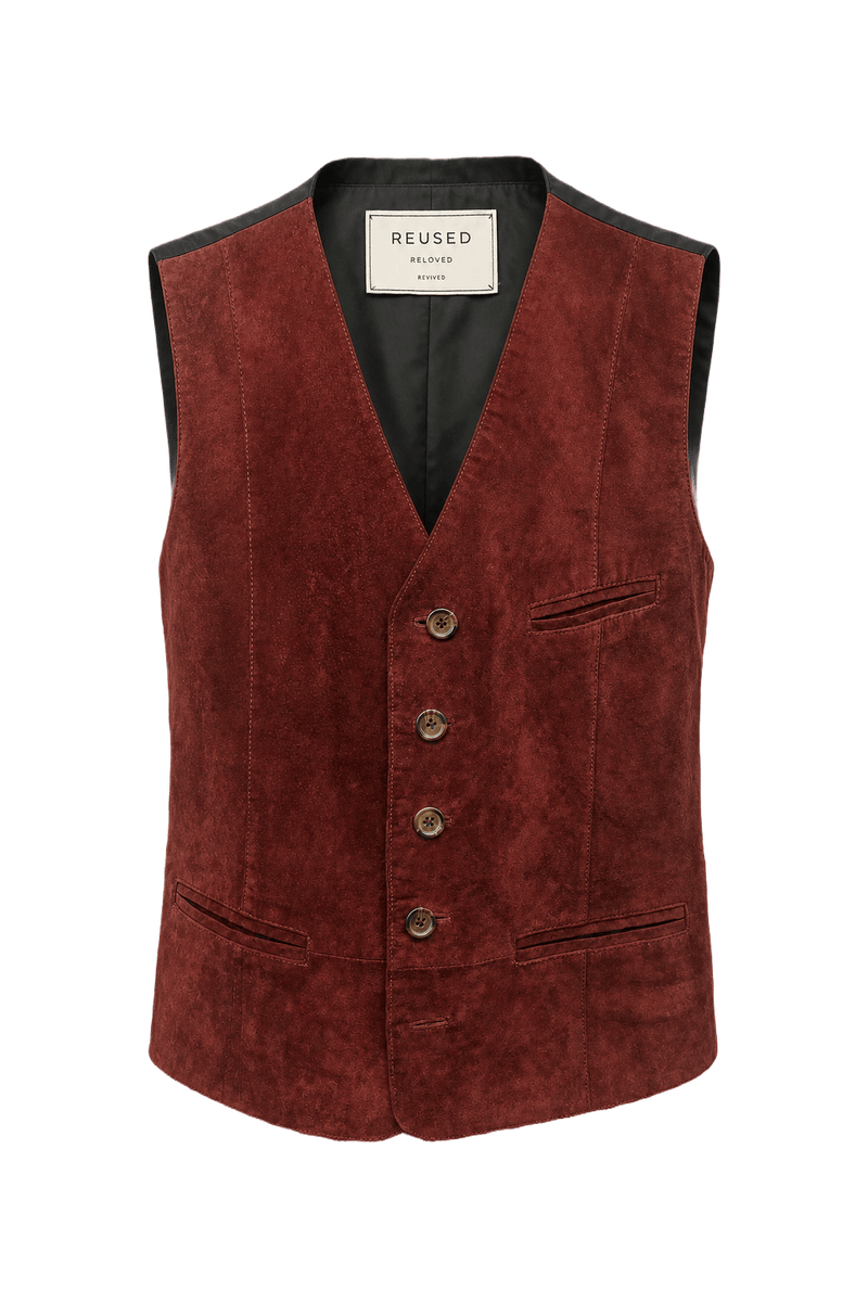 1970s Burgundy Suede Vest - Front View