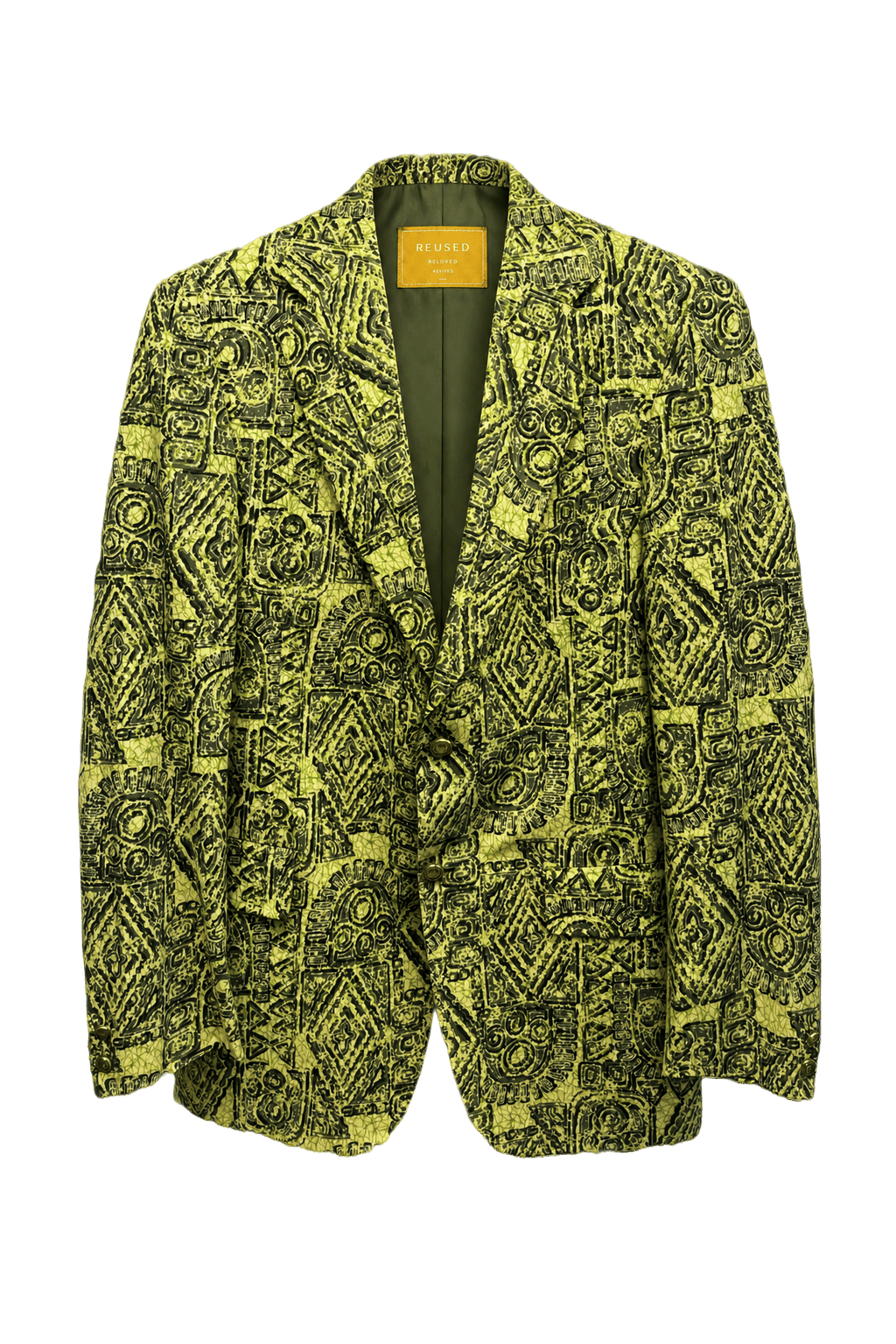 1970s Neon Green Cotton Blazer - Front View