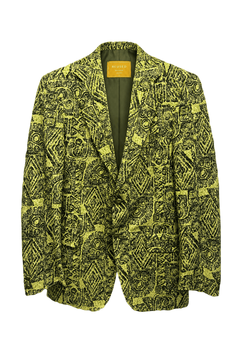 1970s Neon Green Cotton Blazer - Front View